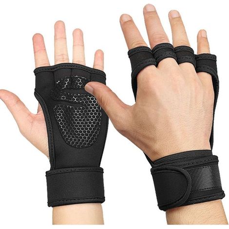 Fitnesshandschuhe mit Handgelenkstütze, Sporthandschuhe für Damen und Herren (Schwarz, L) (1/5)