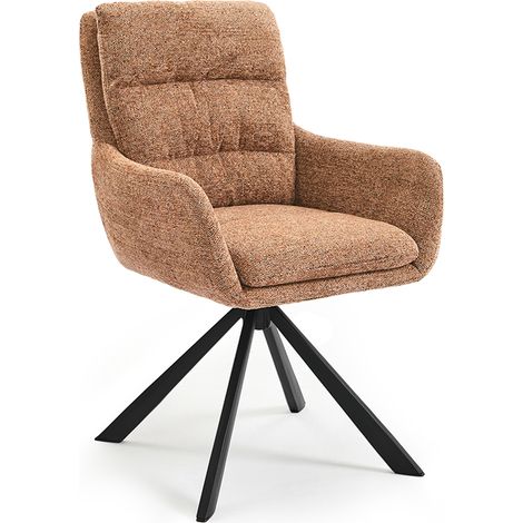 Bon Furni Silla de comedor giratoria 360° de chenilla naranja, juego de 1 (1/5)