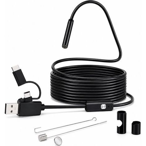 Caméra d’inspection 3-en-1 – Endoscope USB-C/Micro – Objectif 7 mm – 5 m – Étanche – Android/PC (1/5)