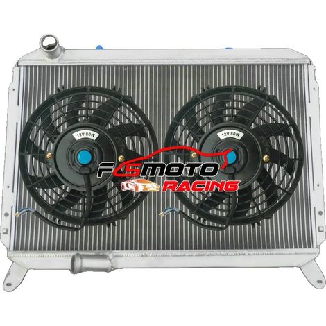 Radiador, construcción de aluminio, rendimiento de refrigeración mejorado, radiador y 2 ventiladores. (1/2)