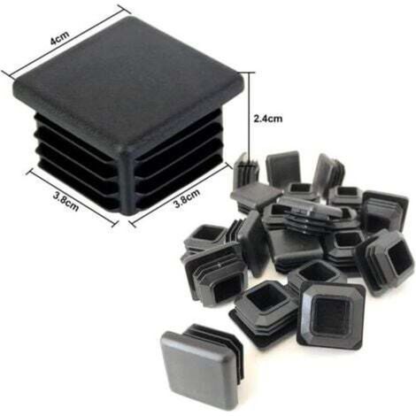 Aiperq Bouchon Plastique 40x40mm Embout Tube Carre Noir Plastique Embout Bouchons D'obturation pour Pieds de Meuble Trampoline 16PCS (1/3)