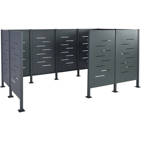 Mülltonnen-Zaun HHG-284, Mülltonnenverkleidung Mülltonnenaufbewahrung, 151x326x166 Metall anthrazit (1/5)