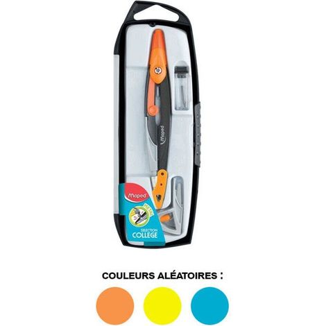 Compas - Maped - Open Métal - Coffret 3 Pièces - Bague Universelle - Étui Mines Orange