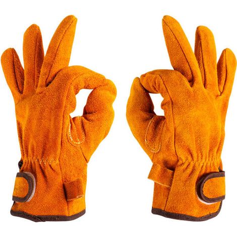 Suministros de protección de seguridad para la prevención de desastres: Guantes protectores de piel de vaca para barbacoas y trabajos al aire libre (1/5)