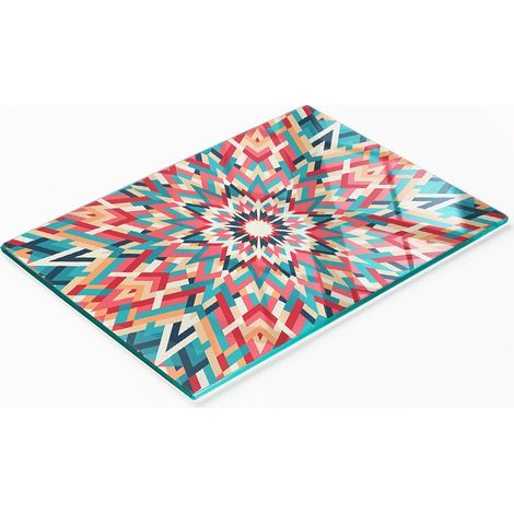 Tablero de vidrio templado multifuncional decorativo tipo caleidoscopio de 80x52 cm