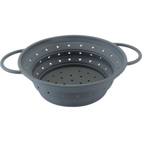 Passoire pliable, égouttoir à pâtes, passoire en silicone grise, pour légumes, fruits, pâtes et cuisson vapeur (1/5)