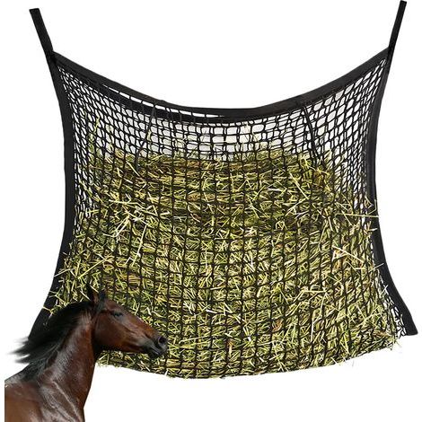 Filet à foin pour chevaux : 120 x 90 cm, filet à foin de ferme, taille 3 x 3 cm, filet d'alimentation pour foin de 8,5 kg, sac à foin, le temps d'alimentation peut être prolongé (1/5)