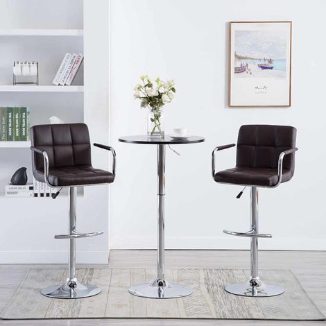 vidaXL Tabourets de bar lot de 2 marron similicuir (1/5)