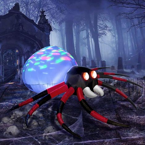 Kaelt - Décor d'araignée gonflable de 8 pieds avec lumières, décoration effrayante d'Halloween pour pelouse, cour, extérieur (1/5)