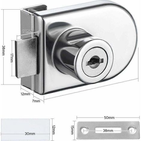Serratura per porta in vetro, cromata, antiruggine. Hochpräzises Sicherheitsschloss, einfach mit einem Schraubendreher zu montieren, geeignet für Glastüren mit 5-8 mm Schraubendreher (4 Stück mit 8 Sc (1/3)