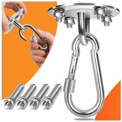 Crochet plafonnier pivotant en acier inoxydable – Charge maximale 500 kg – Crochet en U pour hamac, fauteuil suspendu ou balançoire – Installation facile au plafond