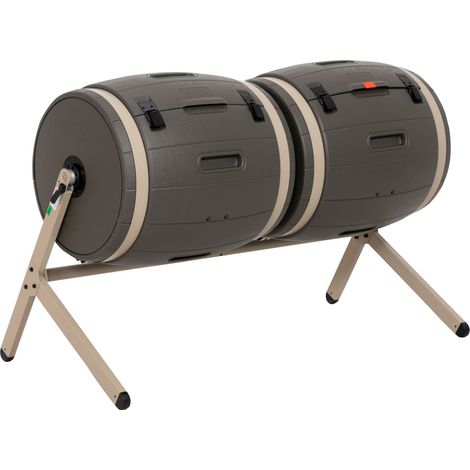 Lifetime Kunststoff Trommelkomposter Fass 380 Liter Braun 79x160x110 cm