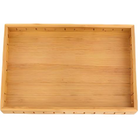 Bambustablett mit gewelltem Rand – Kleines rechteckiges Format – Für den Hausgebrauch, als Teetablett für Tassen – 30 x 19,5 x 4 cm – Naturholzoptik – 1 Stück (1/5)