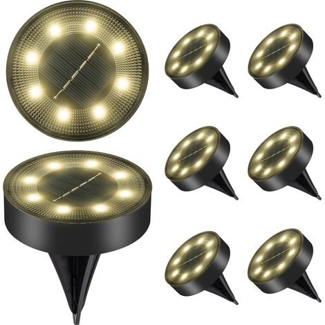 Lot de 8 Lampe Solaire Au Sol pour l'extérieur (blanc chaud), Jardin Exterieur Solaire Etanche Lumiere Solaire à 8 LED (IP68), Spot Solaire Extérieur, Lampes Solaires pour le Jardin, la Pelouse, l'all (1/5)
