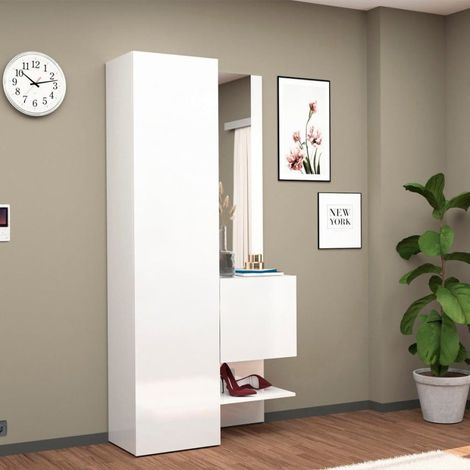 Garderoben-Set mit Schuhschrank, Schrank, Kleiderhaken und 2 Spiegeln Guapa (1/5)