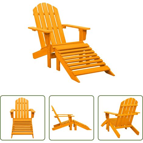 Chaise Adirondack - Chaise de jardin Adirondack avec pouf bois de sapin orange (1/5)