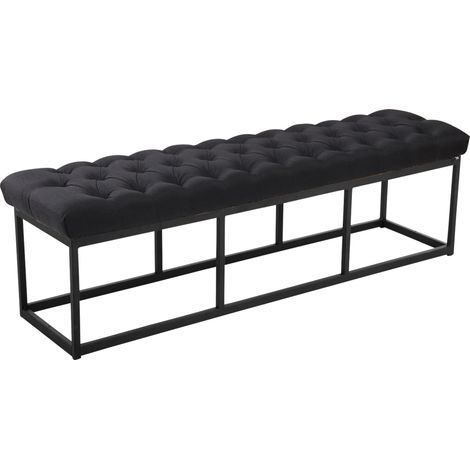 Panca Amun in tessuto con struttura nera nero 150 cm