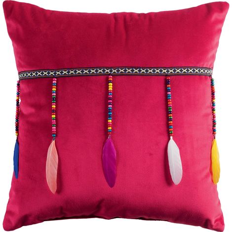 Coussin Velours Pampilles 40 x 40 cm Plumis fuchsia (1/2)