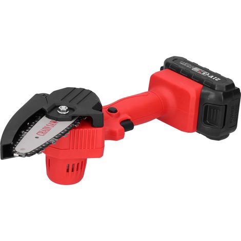 Scie à chaîne électrique rouge mini, portable, rechargeable, haute puissance, outil d'abattage d'arbres d'extérieur, prise UE AC220V (1/5)