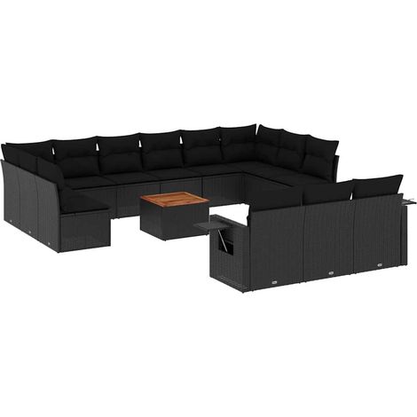 Maison Exclusive - Set sofás de jardín 14 pzas con cojines ratán (1/3)