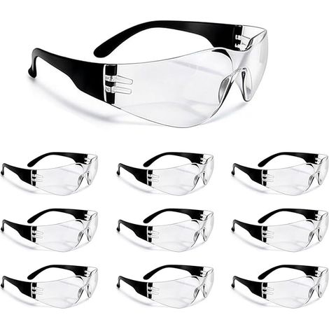 Lot de 10 lunettes de sécurité enveloppantes anti-buée pour le travail, le bricolage et l'extérieur, pour le travail, le bricolage, le tir et les activités de plein air (1/5)