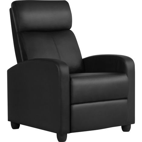 Yaheetech Poltrona Relax Reclinabile Regolabile Divano Monoposto con Poggiapiedi da Soggiorno Camera da Letto 61,5 cm × 87 cm × 99 cm Nero/Similpelle