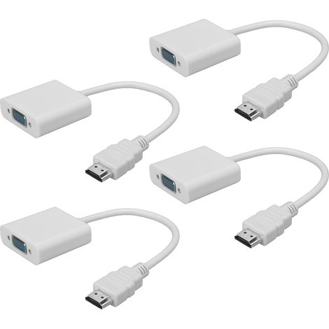 Adaptateur HDMI Mâle vers VGA Femelle 4 Pièces, Câble Convertisseur Vidéo 1080P Haute Définition pour PC Portable (1/5)