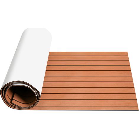 Randaco Bodenbelag Matte Deck Teppich EVA Schaum Teak Yacht Selbstklebend Fußboden Deck Matte Braun 240x60cm