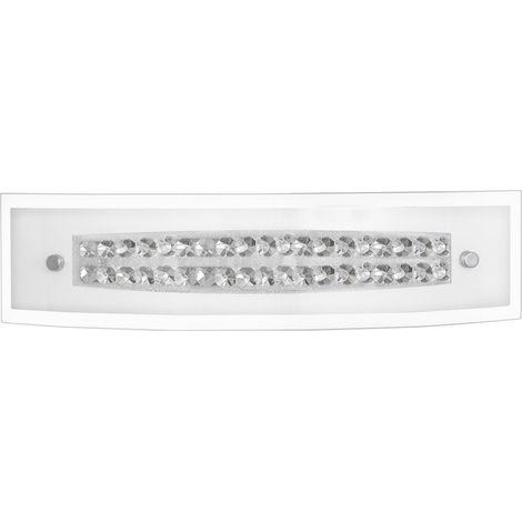 Merano Cornwall Applique 2 Lumières Chrome Aluminium Verre Blanc, Cristal LED E14