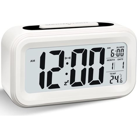 JANMIR-Réveil numérique, réveil lumineux LED, réveil silencieux à piles avec grand cadran (1/5)