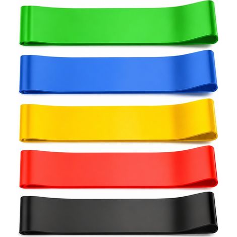 Ensemble de 5 bandes de résistance élastiques en TPE avec sac de transport, multicolores. (1/5)