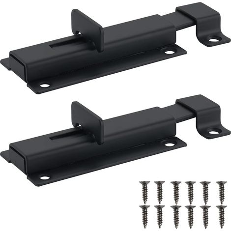 Zylinderschloss-Türriegel, verstärktes Edelstahl-Schiebeschloss, 10 cm (4 Zoll), schwarz, 2 Jahre Garantie, 104BB-BL-2