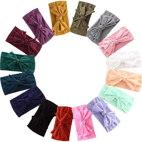 Lot de 16 bandeaux, nylon doux, extensible, taille unique, pour nouveau-nés et filles (1/5)