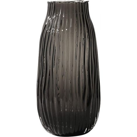 Ce vase en verre gris-noir mesure 25 cm de haut et convient à la décoration des sols des maisons et des villas de campagne (1/4)