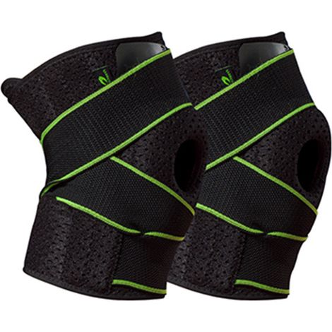 1 paire de genouillères avec stabilisateurs latéraux et coussinets de gel pour un soutien parfait du genou en cas d'arthrite, taille unique (noir + vert)