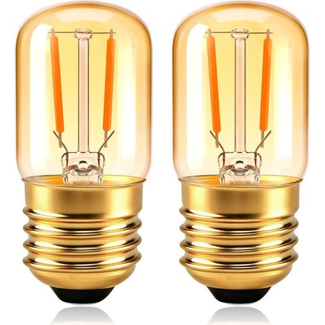 Ampoule Edison E27 Vintage, 1W LED Filament Equivalent 10W-15W Incandescence, Verre Ambré Blanc Chaud 2200K, Mini Rétro T28 E27 Ampoule Veilleuse Décorative, AC 230V, Non-Dimmable, Lot de 2 [Classe én (1/5)