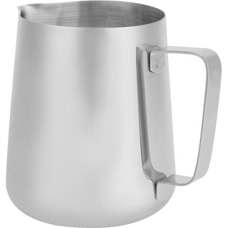 Tasse à latte art en acier inoxydable de 1000 ml avec bec pointu, épaisse, sans marquage. (1/5)