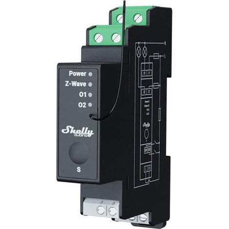 Shelly Interruptor conectado Z-Wave 2 canales negro