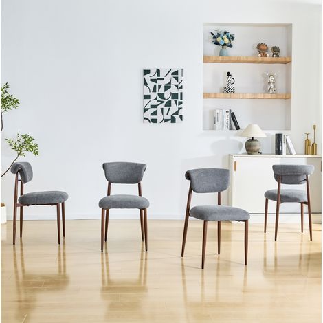 Chaise salle manger 58,5 cm assise large en lin gris HAVRYA (1/5)