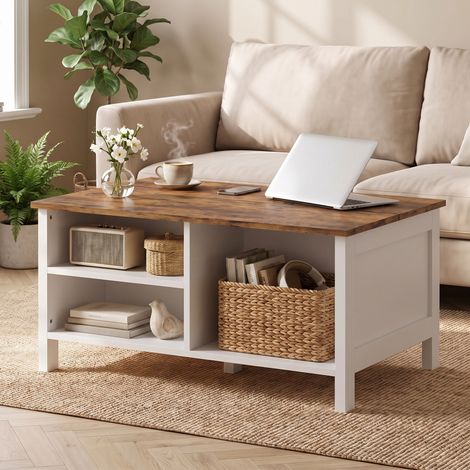 Coffre de rangement en bois avec couvercle, 80 x 60 x 40 cm, marron rustique (1/5)