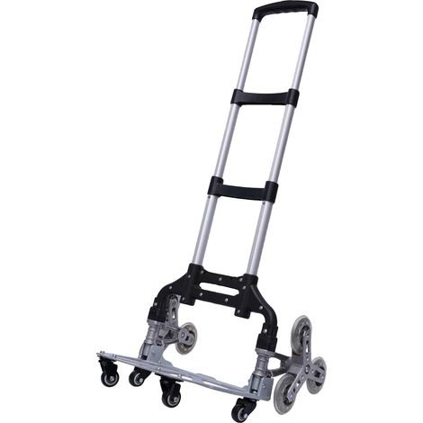 Chariot à escaliers, transport de bagages, charge de 75 kg, design à 10 roues pour des marches faciles, chariot en aluminium pliable avec poignée réglable et sac étanche, noir (1/5)