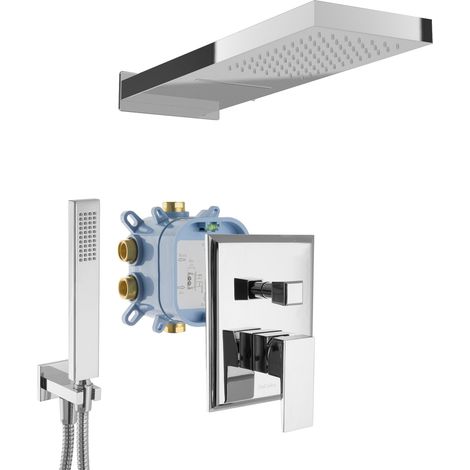 Ensemble de douche PaulGurkes avec douche à effet pluie, design carré (1/5)