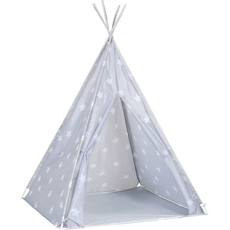 Children Teepee Tent with Bag Polyester Grey 115x115x160 cm vidaXL