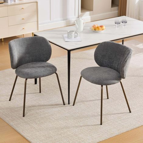 Silla comedor chenilla gris patas metal OKMYHOME (1/5)