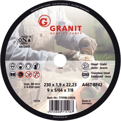 115-mm-Stahltrennscheibe, 22-mm-Granit