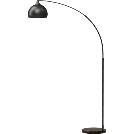 Lampada da terra ad arco regolabile 170-180 cm E27 in metallo nero con base in marmo (1/5)