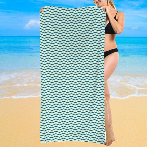 Serviette de bain microfibre, rayures colorées, séchage ultra rapide (1/5)