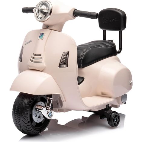 Moto Elettrica Per Bambini Mini Vespa GTS Piaggio 6V Scooter Con Licenza Ufficiale Sedile In Pelle E Schienale Luci E Suoni Realistici Batteria Ricaricabile E Caricatore 18-36 Mesi - Colore: Bianco