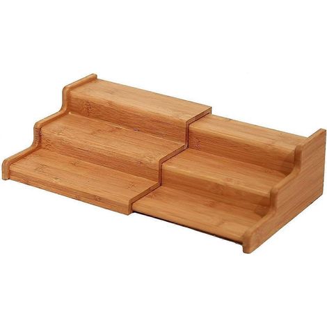 Étagère à épices en bambou, meuble de cuisine, étagère extensible à 3 niveaux, gain de place (1/4)