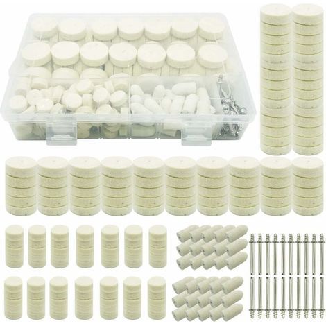 200 PCS Roue de Polissage en Laine, Tampon de Polissa Roue de Polissage avec Tige Métal pour Accessoires Dremel Outils Rotatifs (1/5)
